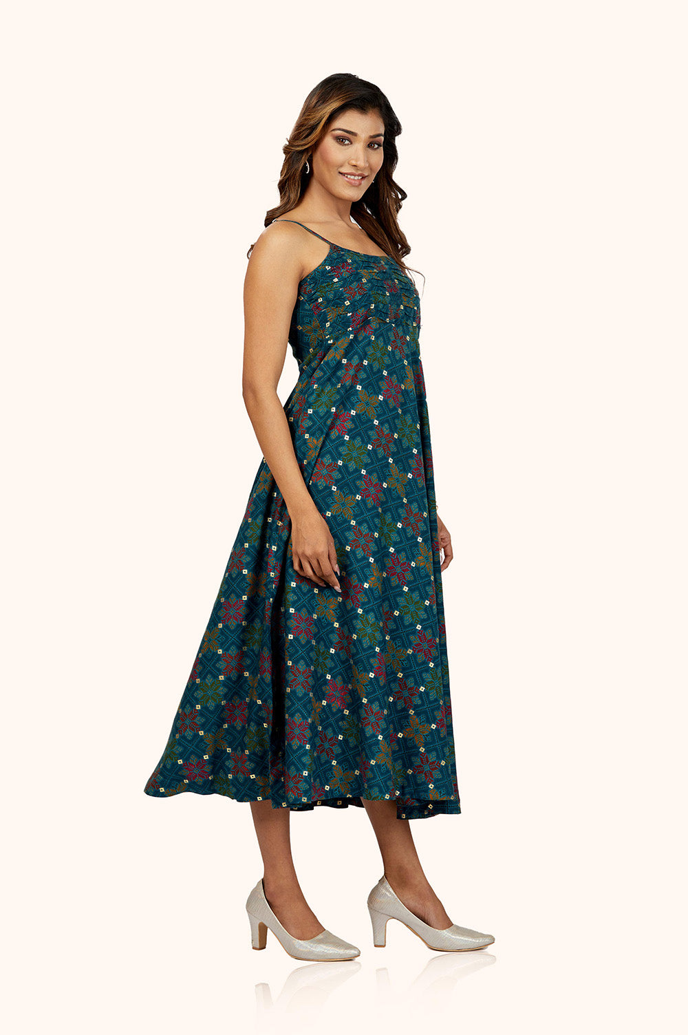 Peacock Blue Rayon Dress