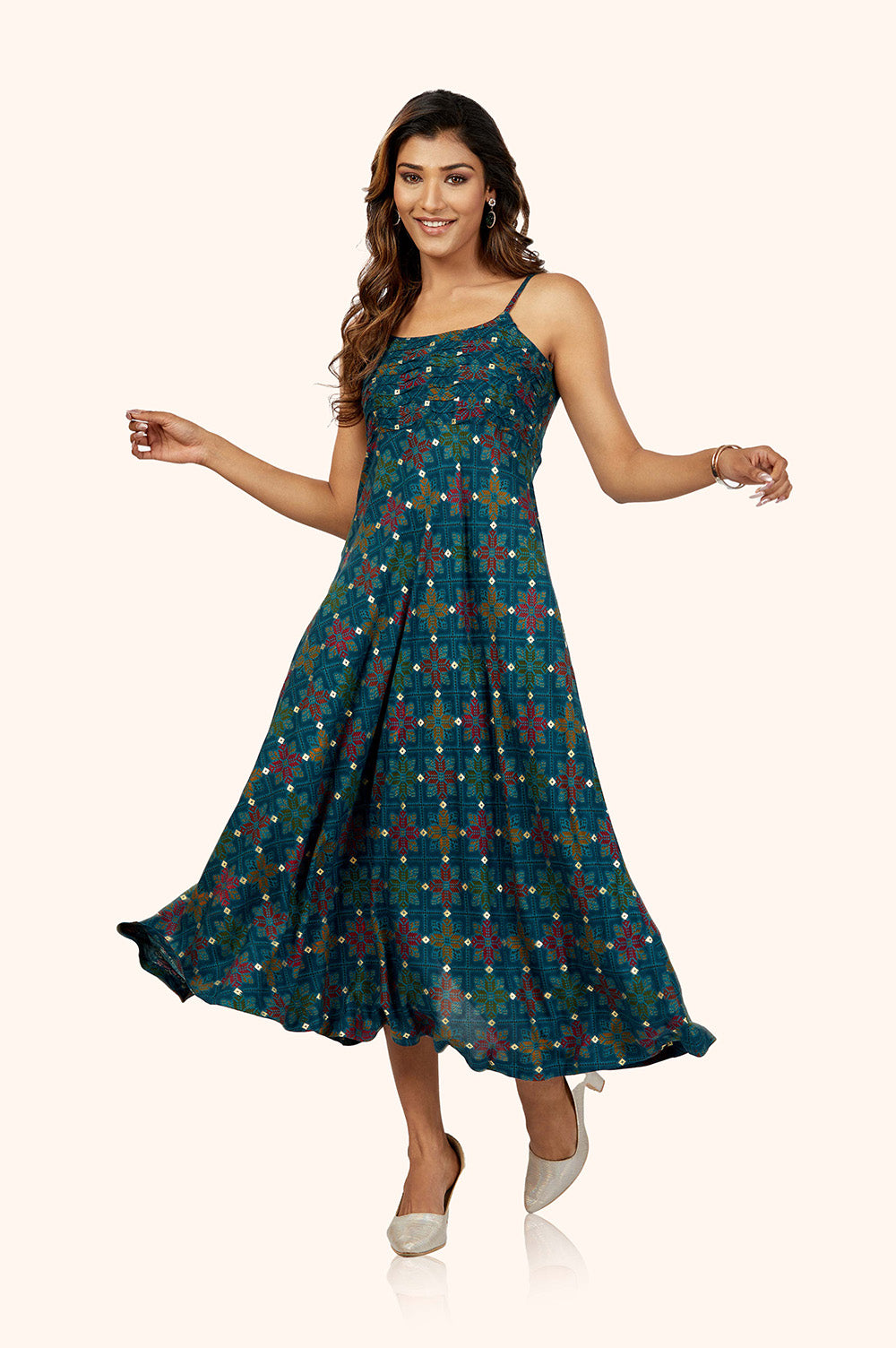 Peacock Blue Rayon Dress