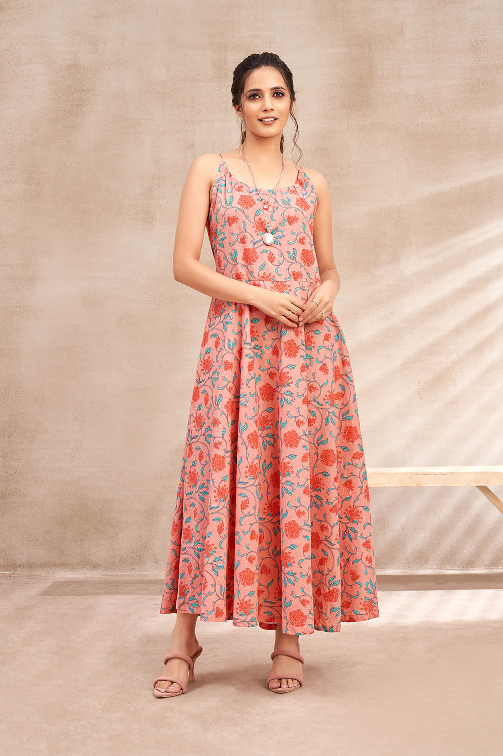 Peach Halter Neck Dress