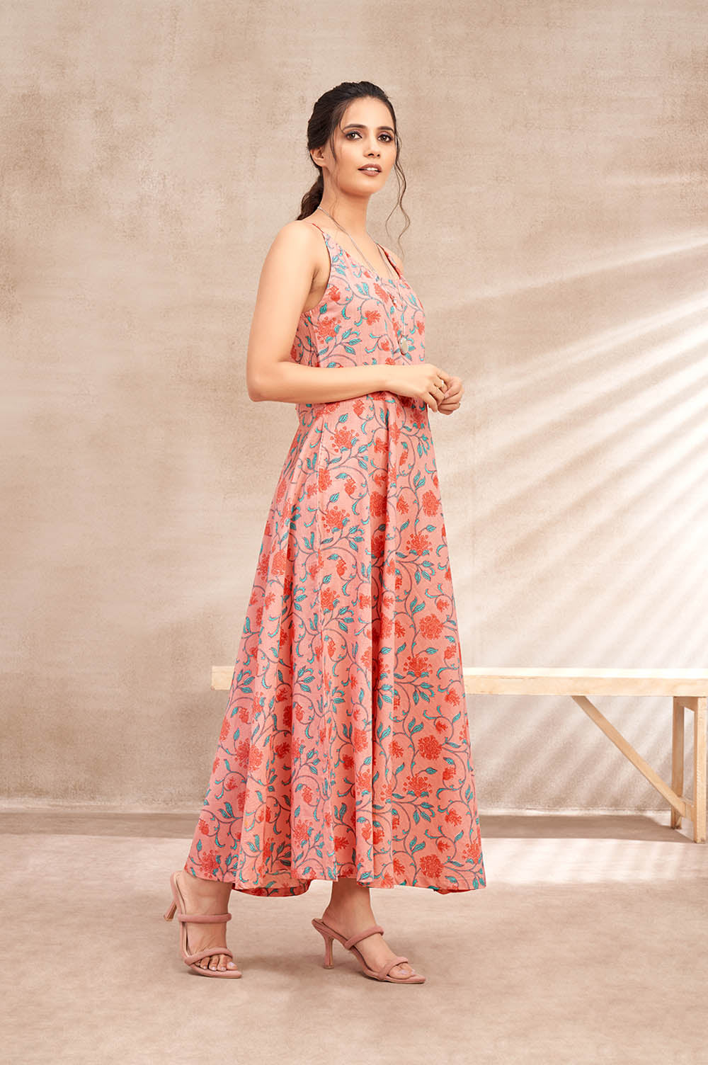 Peach Halter Neck Dress