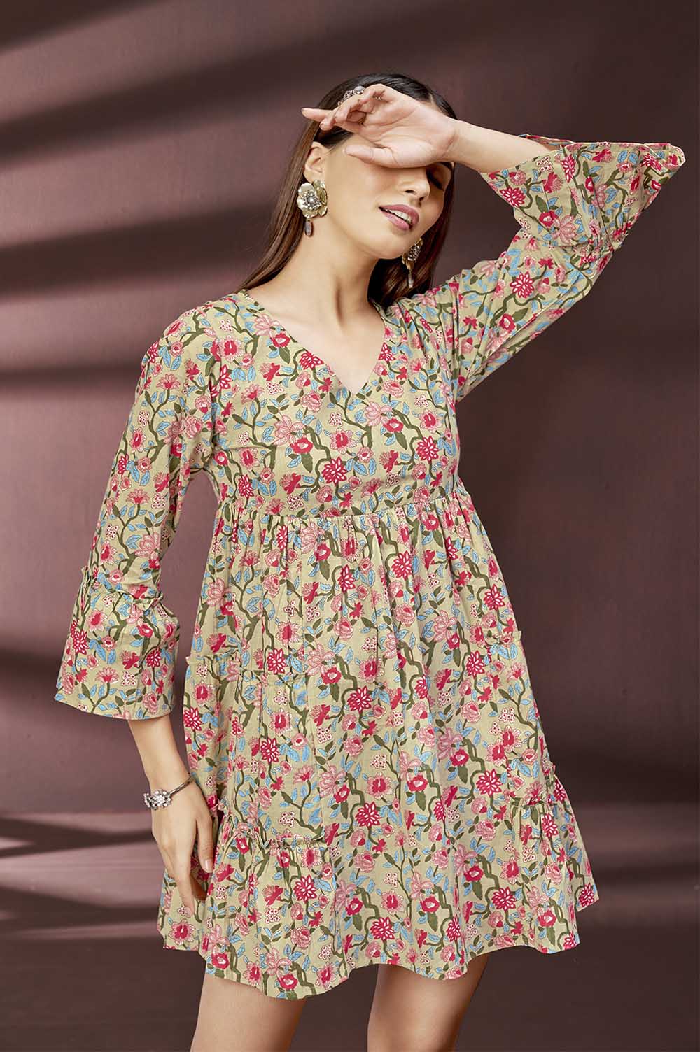 Cream Floral Printed Tunic