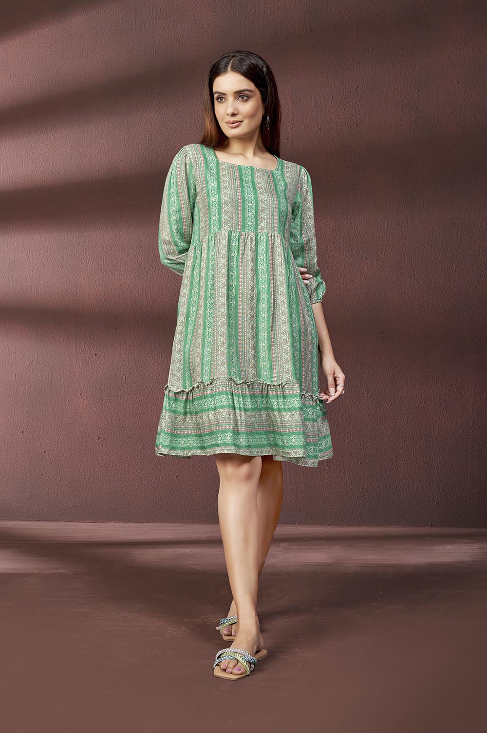 Green Digital Print Dress