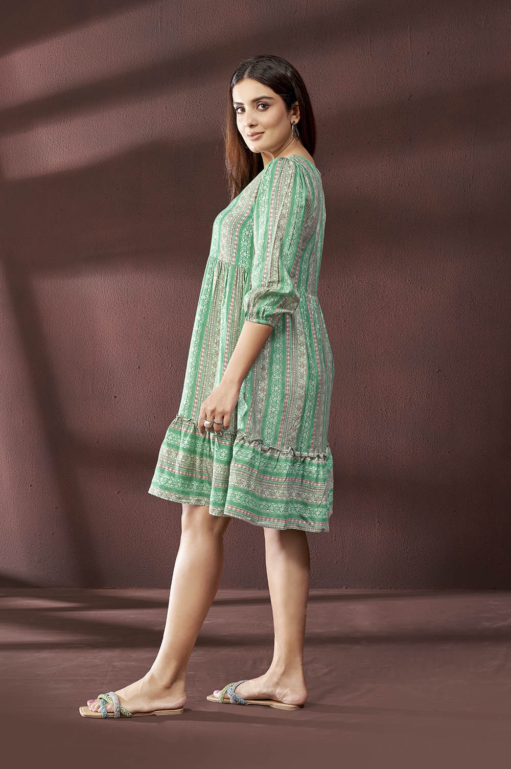 Green Digital Print Dress