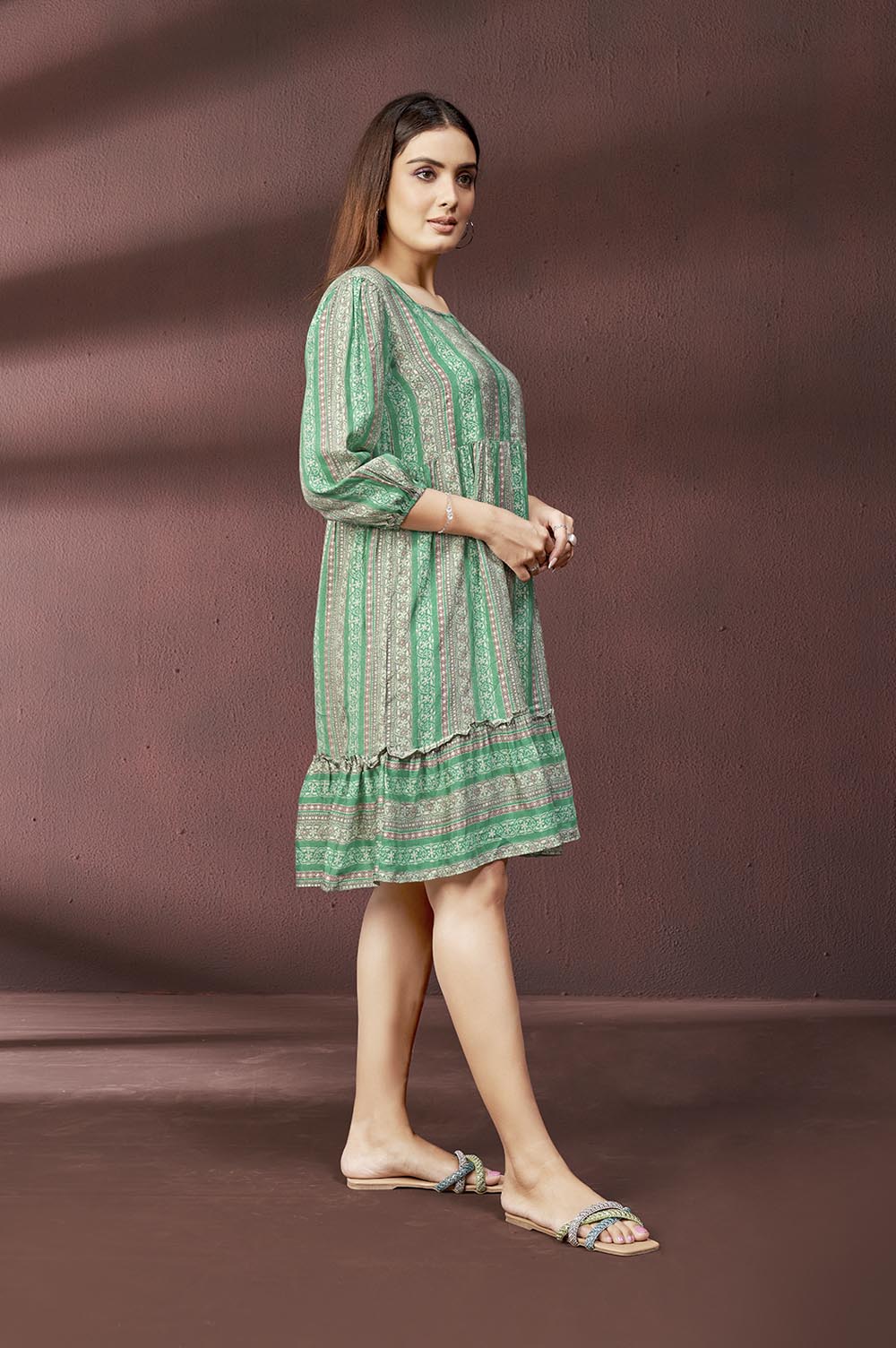 Green Digital Print Dress