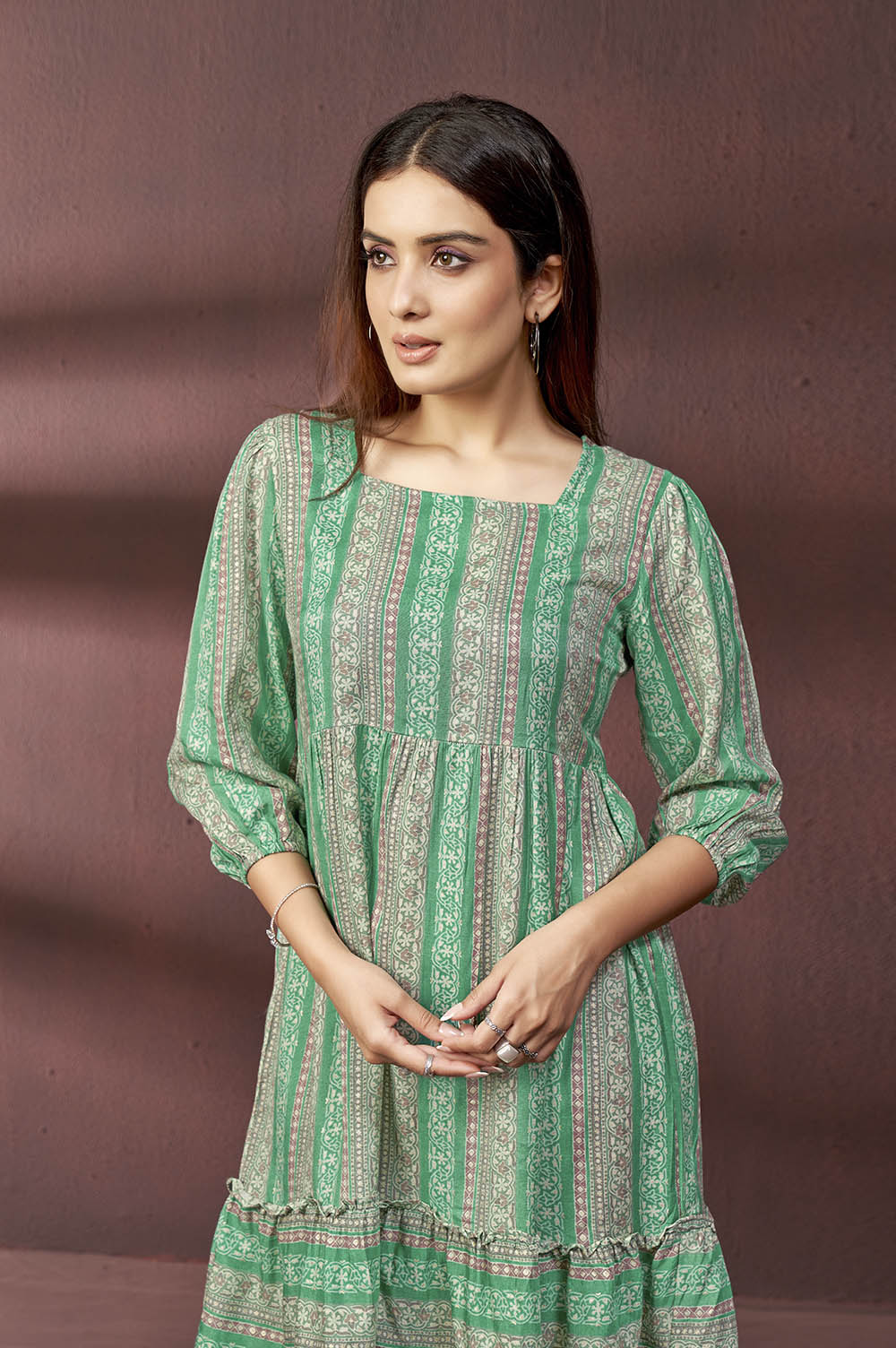 Green Digital Print Dress