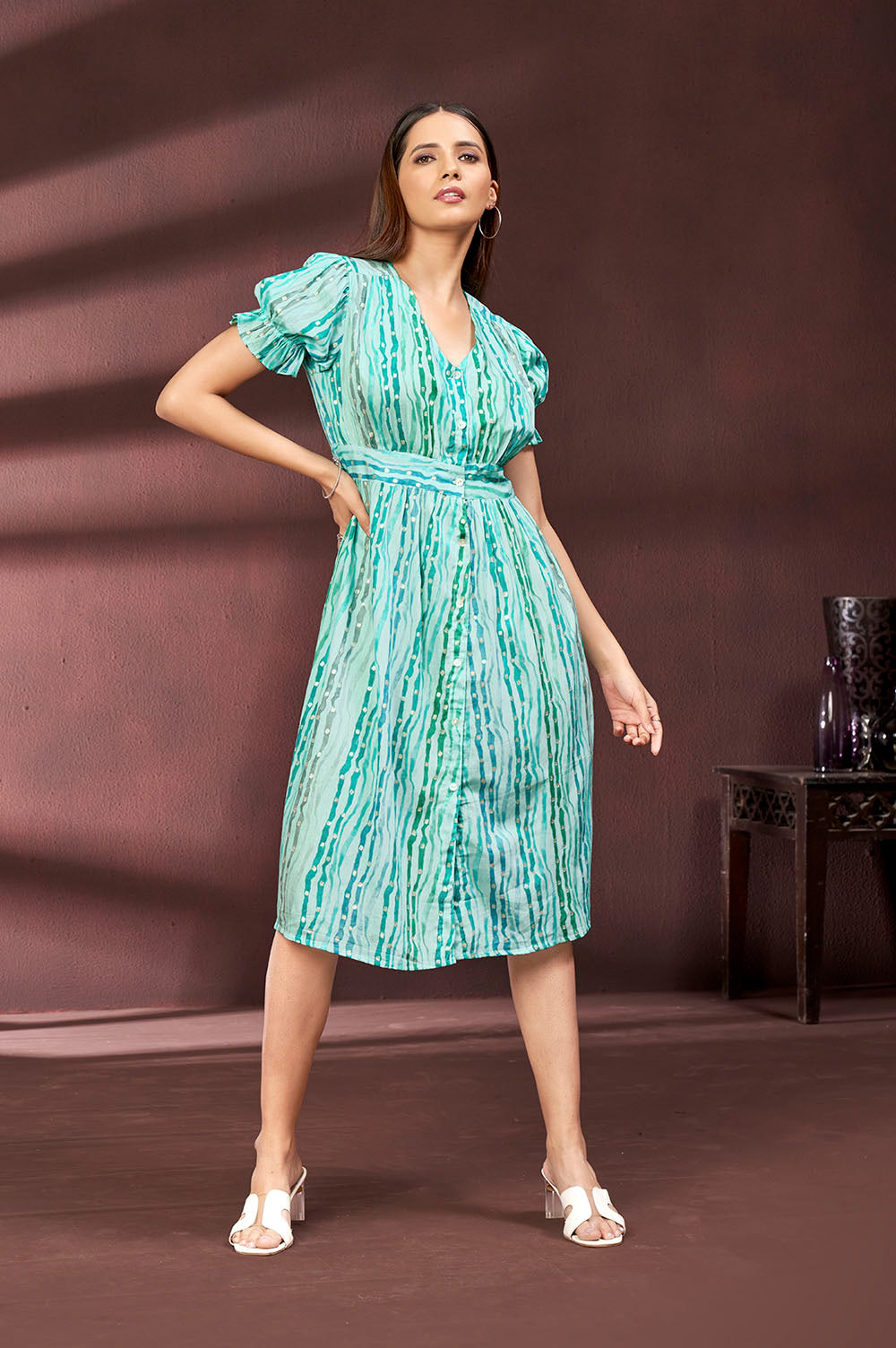 Green Print Dress