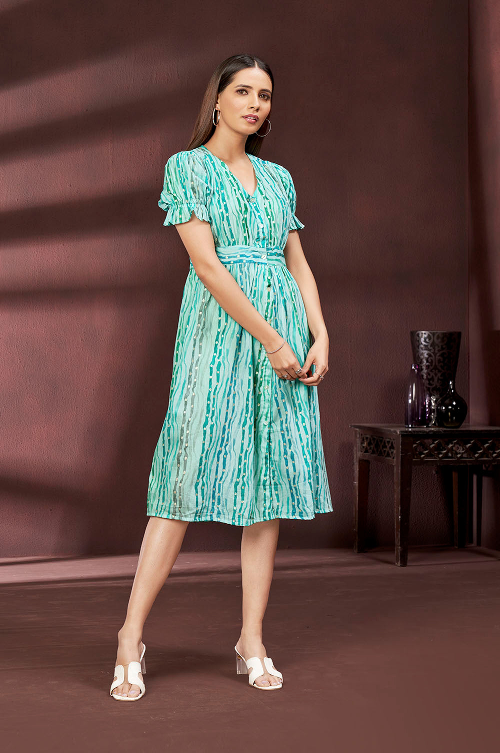 Green Print Dress