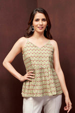 Light Green Noodle Strap Top
