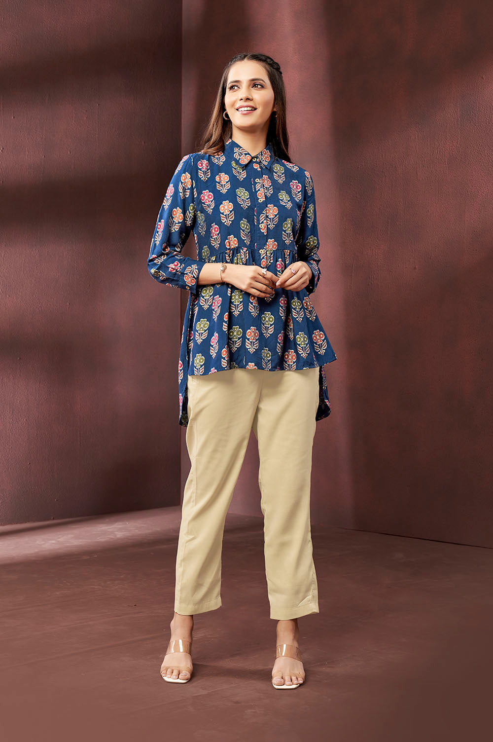 Royal Blue Floral Printed Top