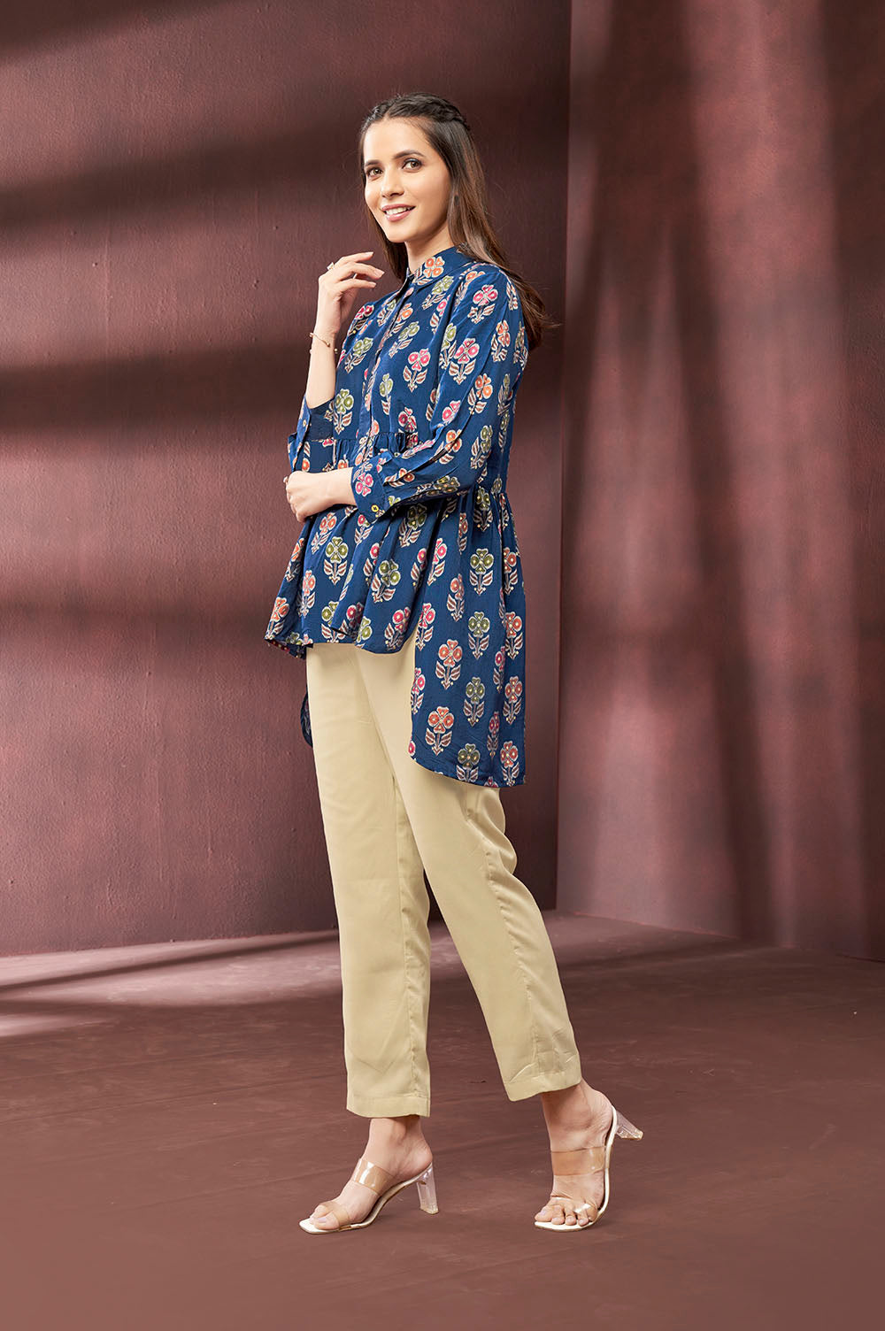Royal Blue Floral Printed Top