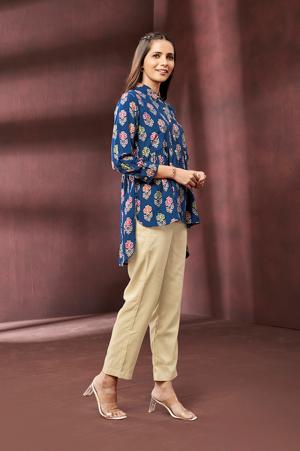 Royal Blue Floral Printed Top