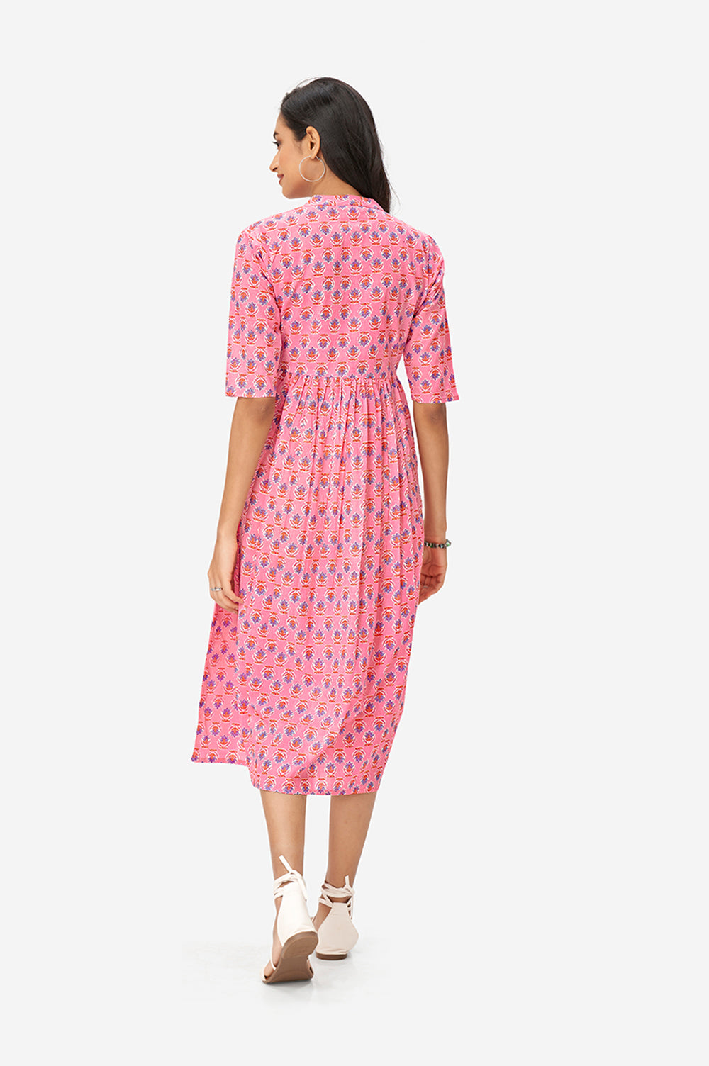 Baby Pink Lotus Floral Maxi Tunic