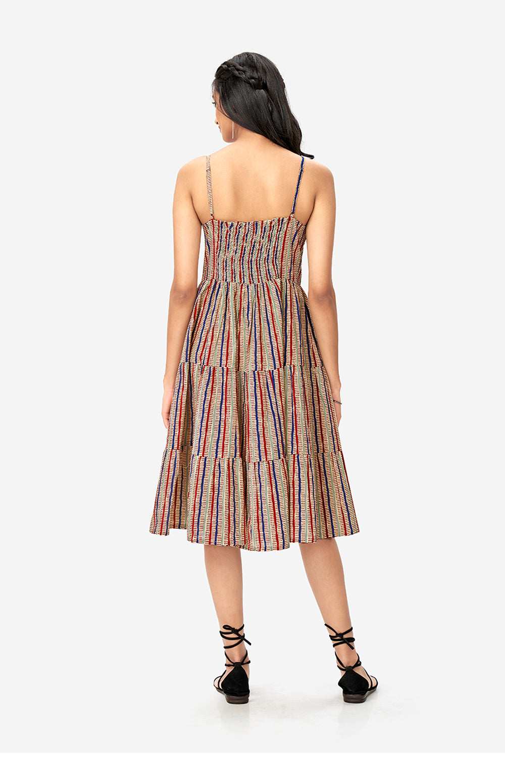 Vertically Aztec Print Multicolor Maxi Dress