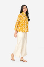 Mustard Yellow Shirt Short Floral Top