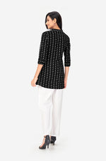 Charcoal Black Floral Regular Fit Kurta Top