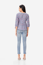Lapis Lazuli Lotus Print Cotton Tunic