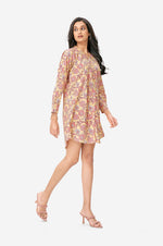 Light Yellow Floral Cotton Shirt Tunic