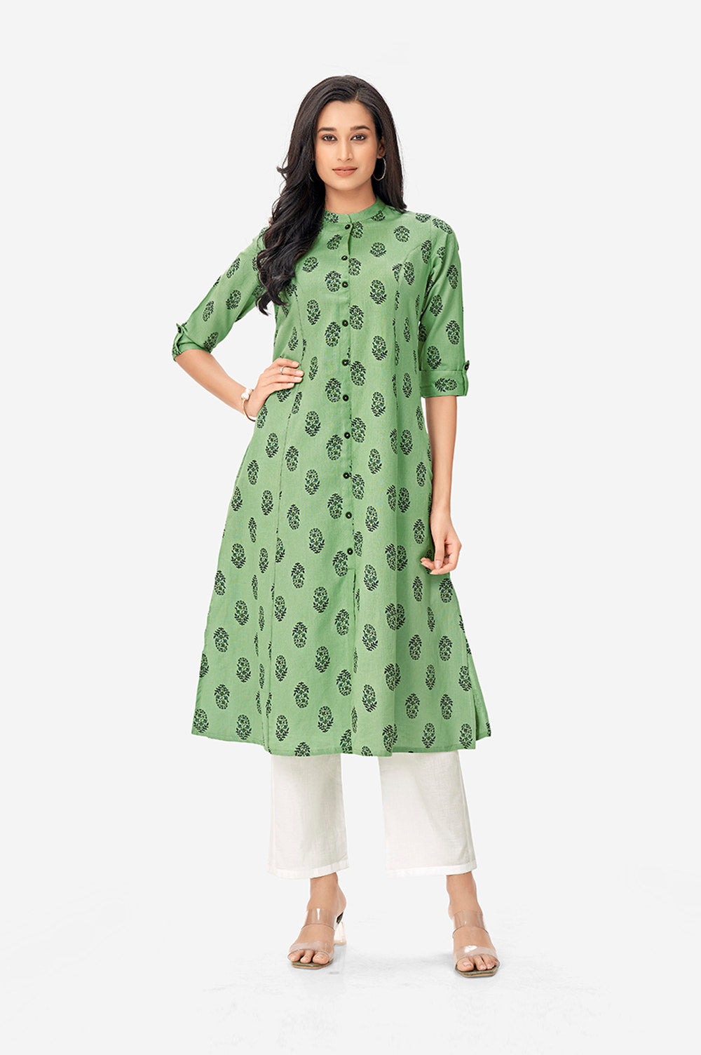 Floral Butti Green Kurta