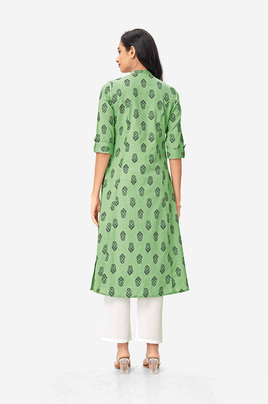 Floral Butti Green Kurta