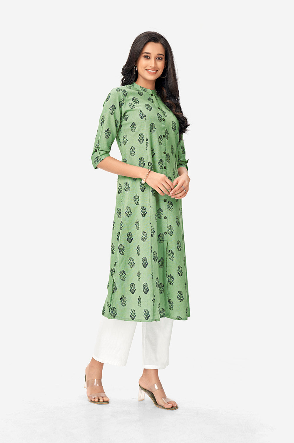 Floral Butti Green Kurta
