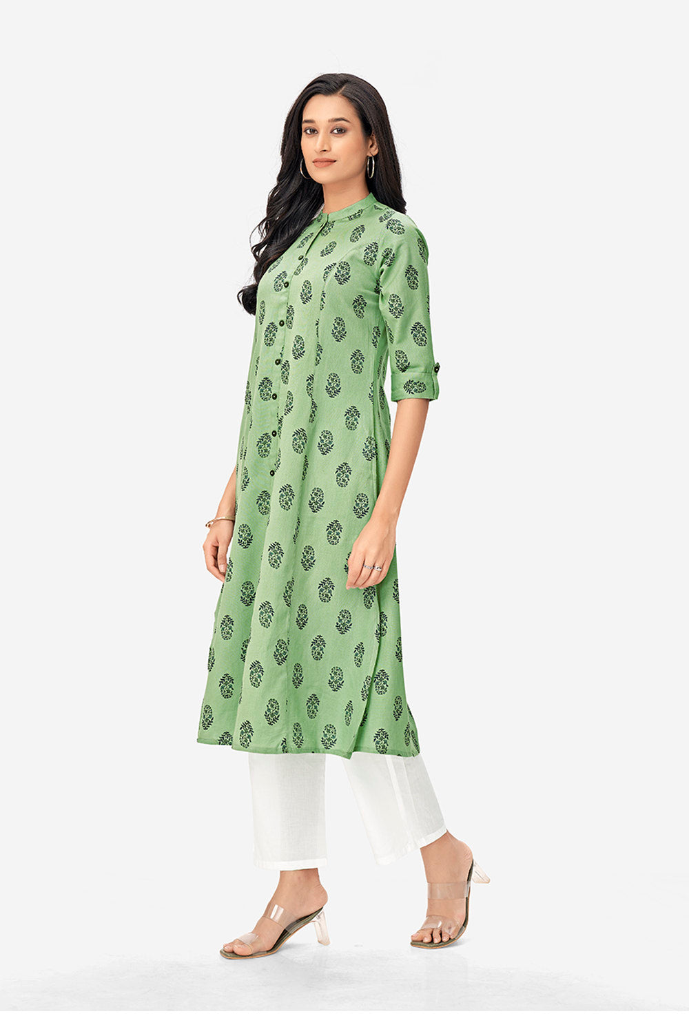 Floral Butti Green Kurta