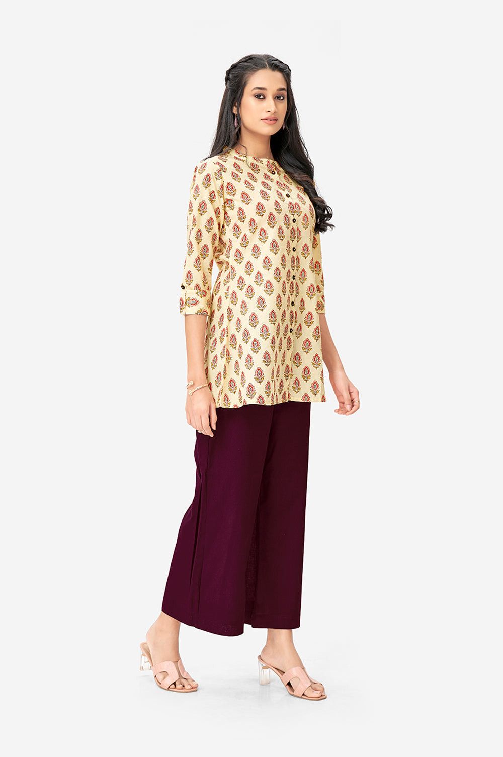 Yellow Floral Kurta Top