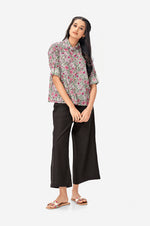 Indian Floral Printed Pastel Green Cotton Top