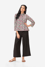 Indian Floral Printed Pastel Green Cotton Top