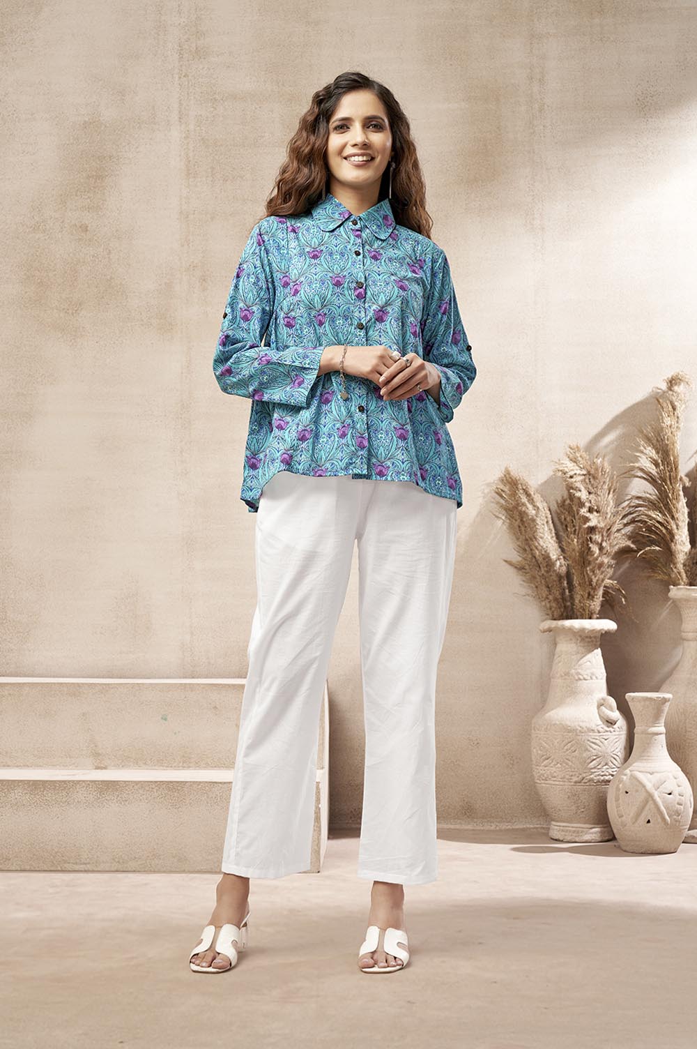 Shirt Style Blue Top