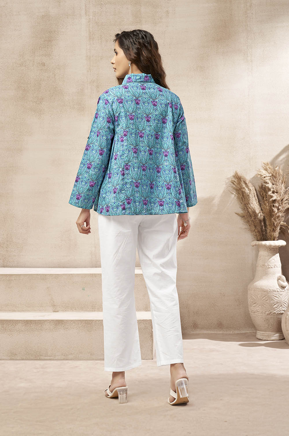Shirt Style Blue Top