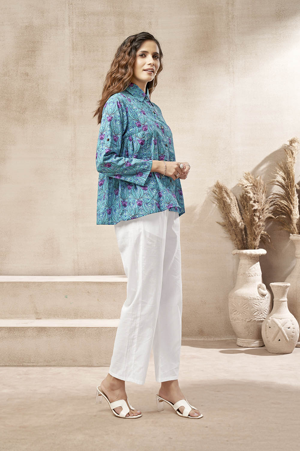 Shirt Style Blue Top