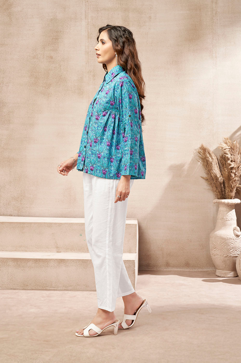 Shirt Style Blue Top