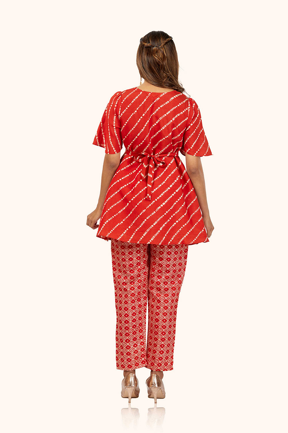 Red Modal Chanderi Foil Co-ord