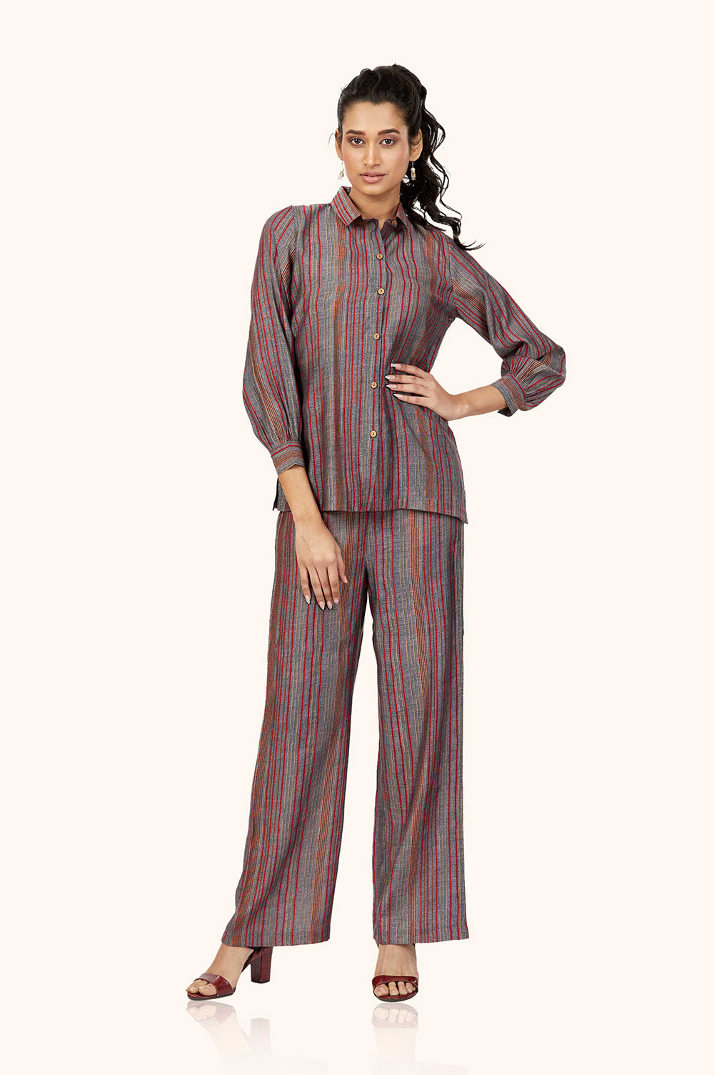 Gray Stripe Co-ord Set