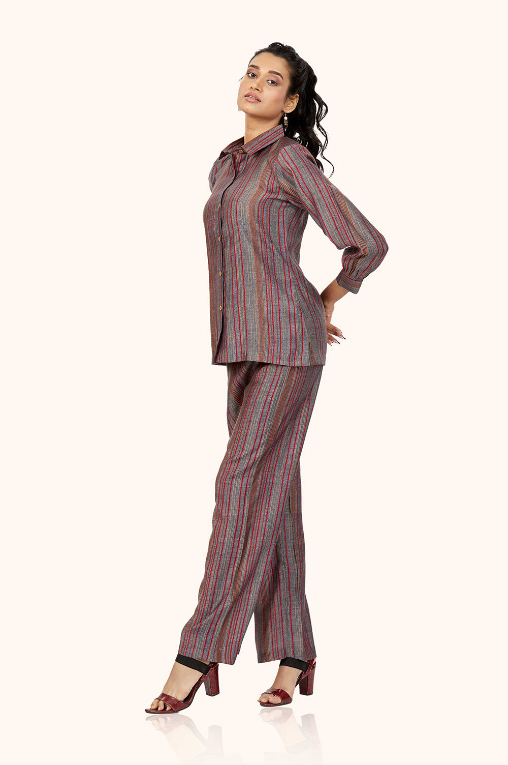 Gray Stripe Co-ord Set
