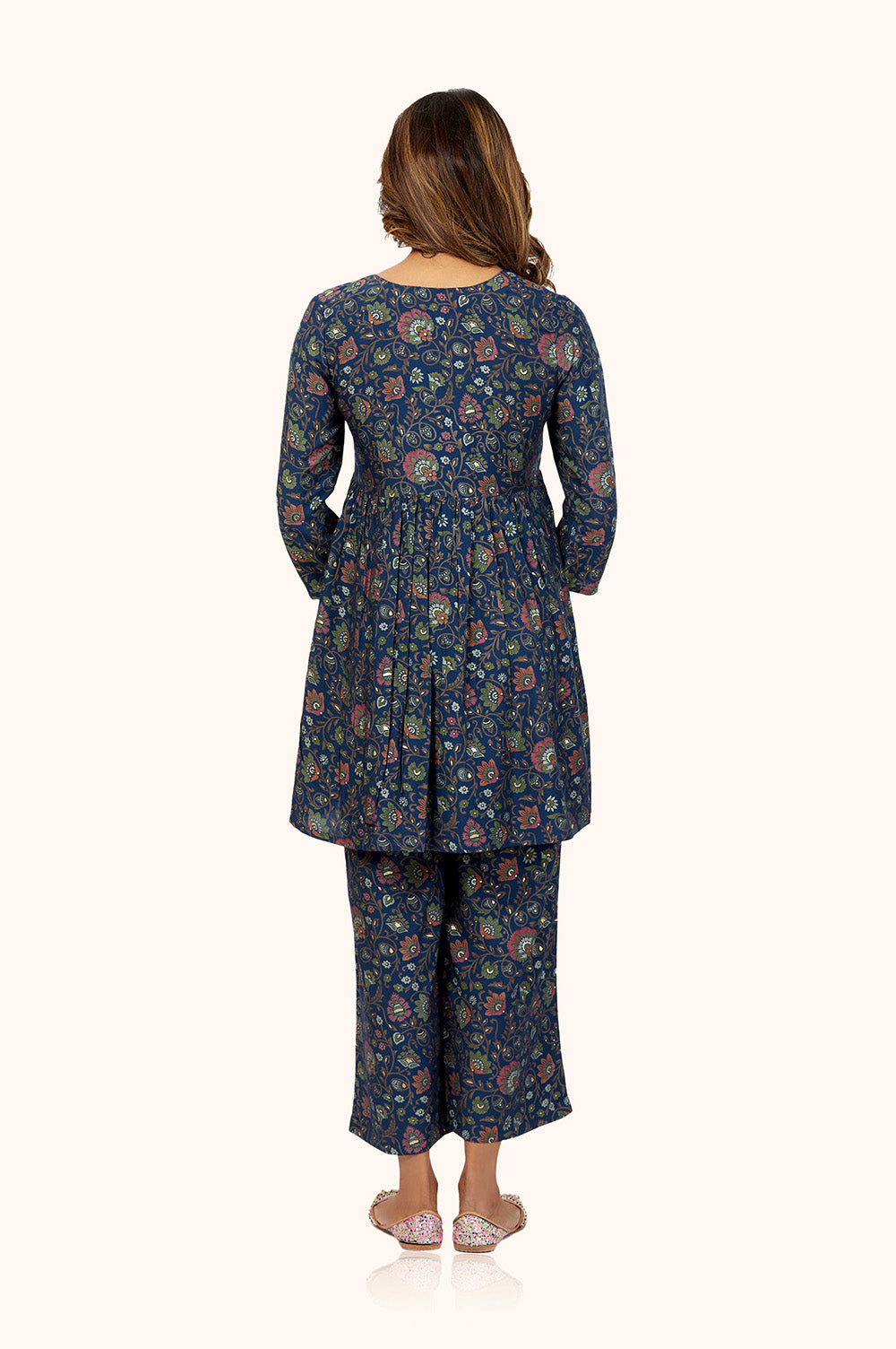 Flared Kurta & Foil Print Pants Co-ord