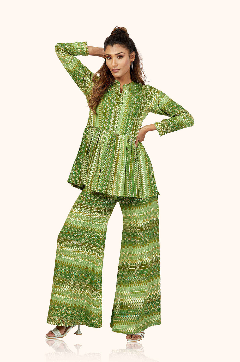 Rayon Foil Print Kurta Palazzo Set