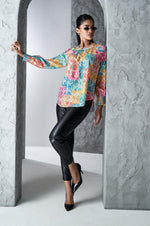 Multicolour Floral Print Regular Fit Muslin Top