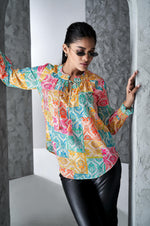 Multicolour Floral Print Regular Fit Muslin Top