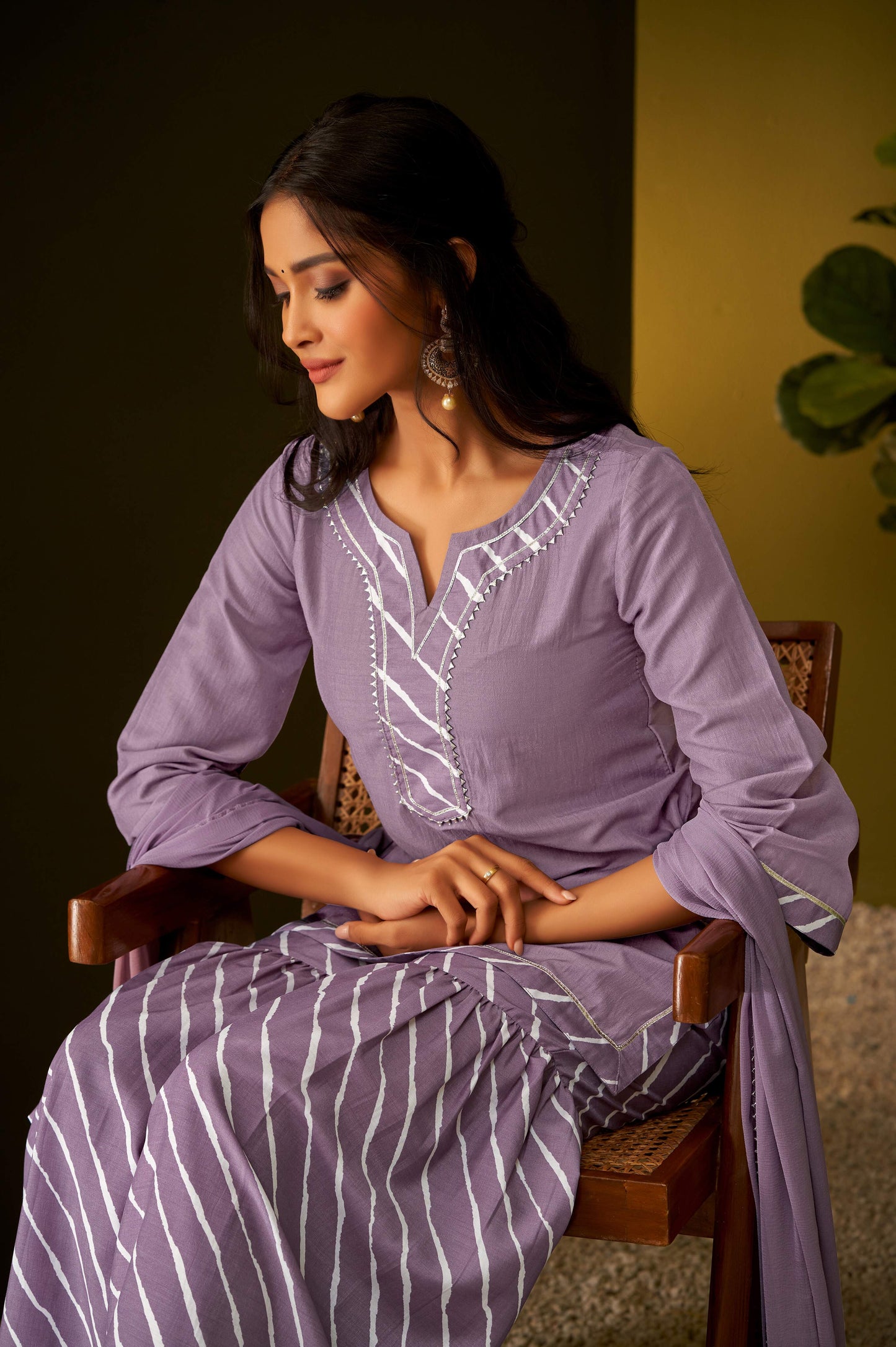 Lilac Purple Short Kurta Sharara and Dupatta Set