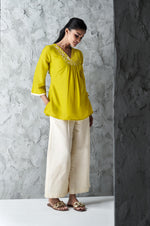 Parrot Green Festive Wear A-line Embroidered Top