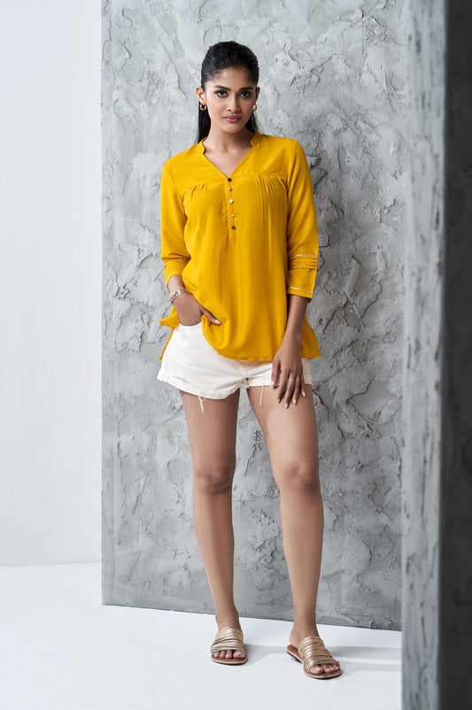 Mustard Regular Fit Casual Top