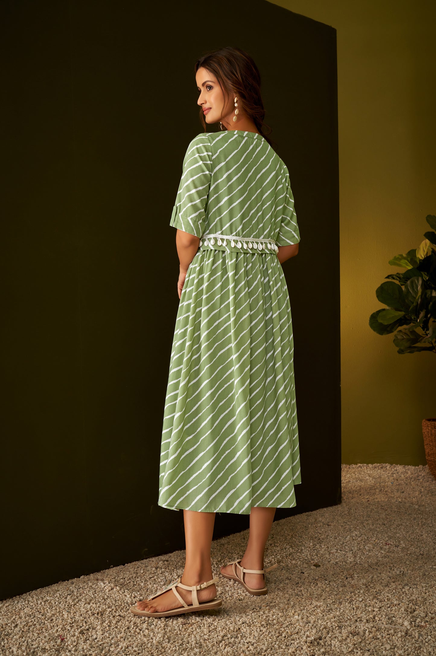 Olive Green Kurta with Lehriya Jacket