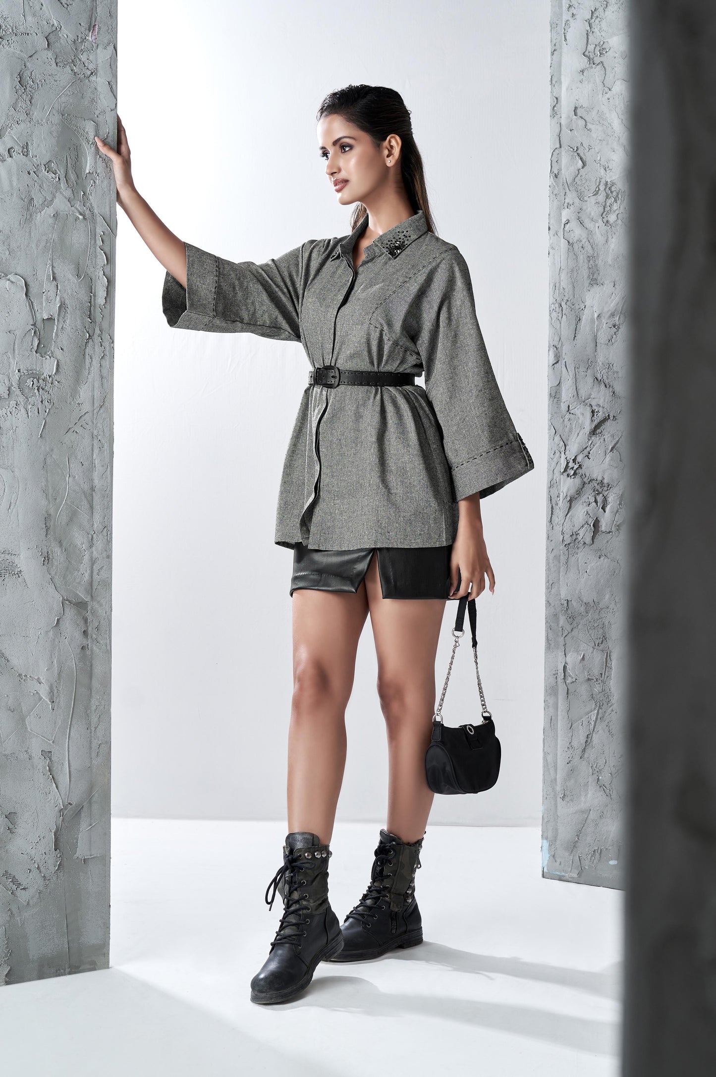 Charcoal Grey Cotton Khadi Shirt