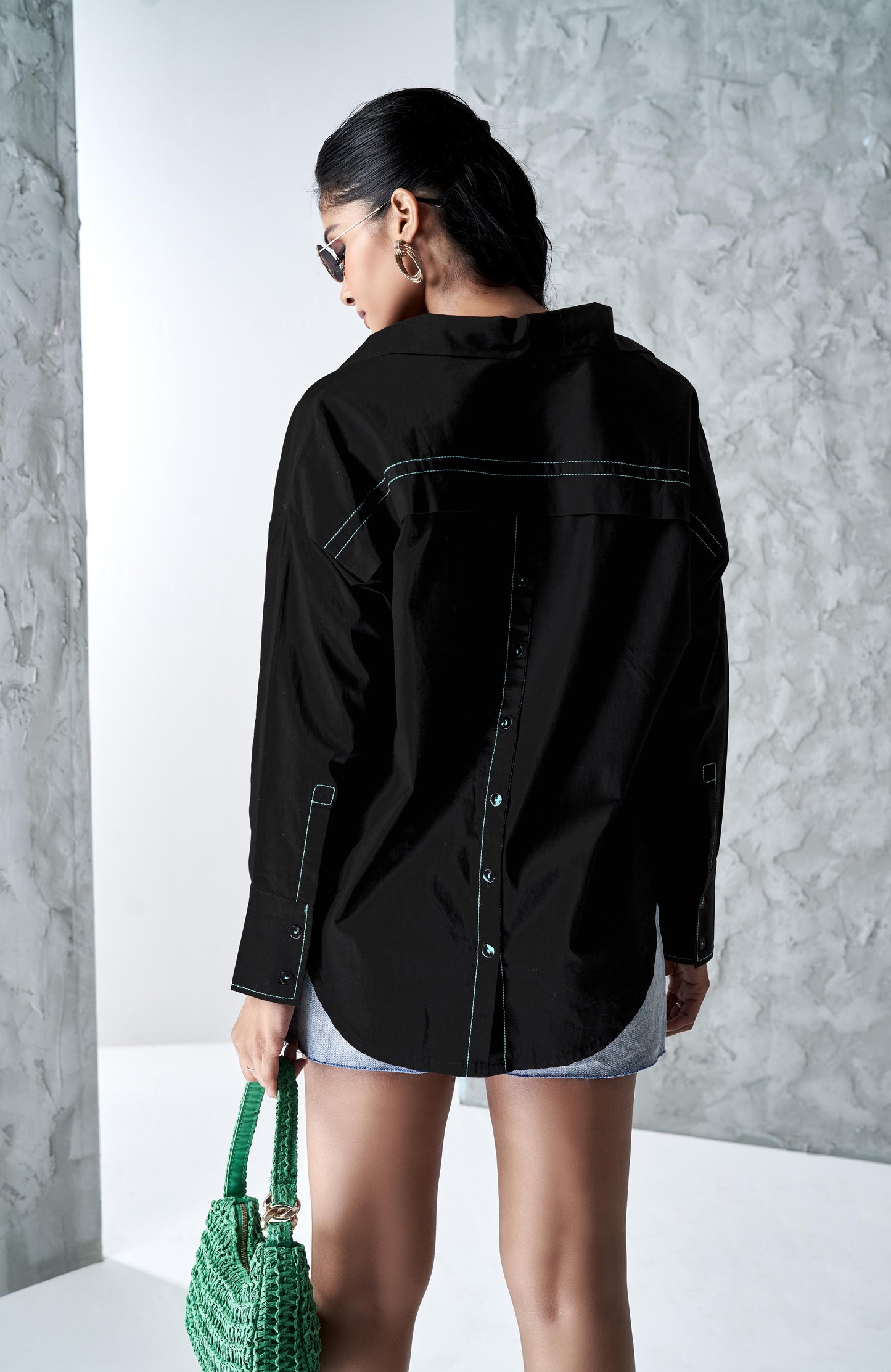 Charcoal Black Poplin Cotton Shirt