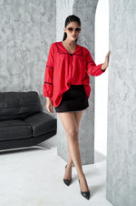 Rose Pink Flared Asymmetric Shirt Top