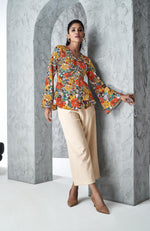 Multi Earthy Festive Wear A-line Floral Top