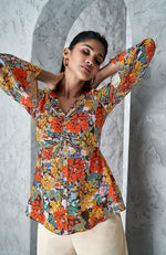 Multi Earthy Festive Wear A-line Floral Top
