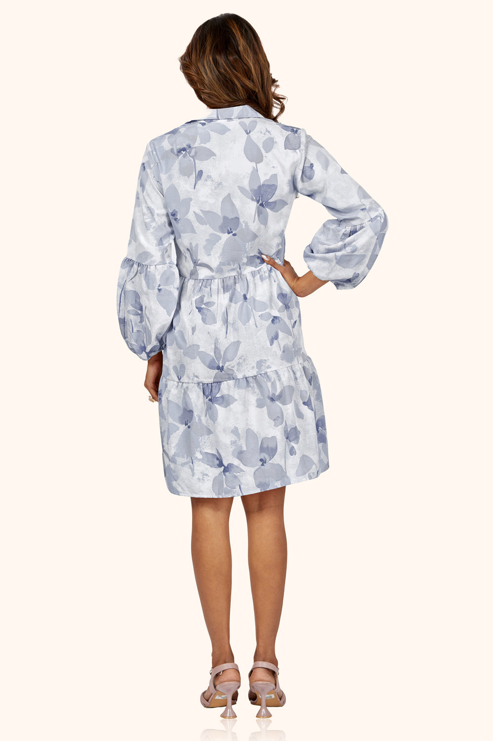 Blue Charming Floral Collar Dress