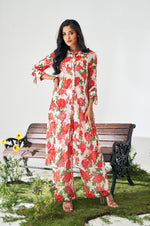 Rose Red Floral Digital Printed Co-Ord Set